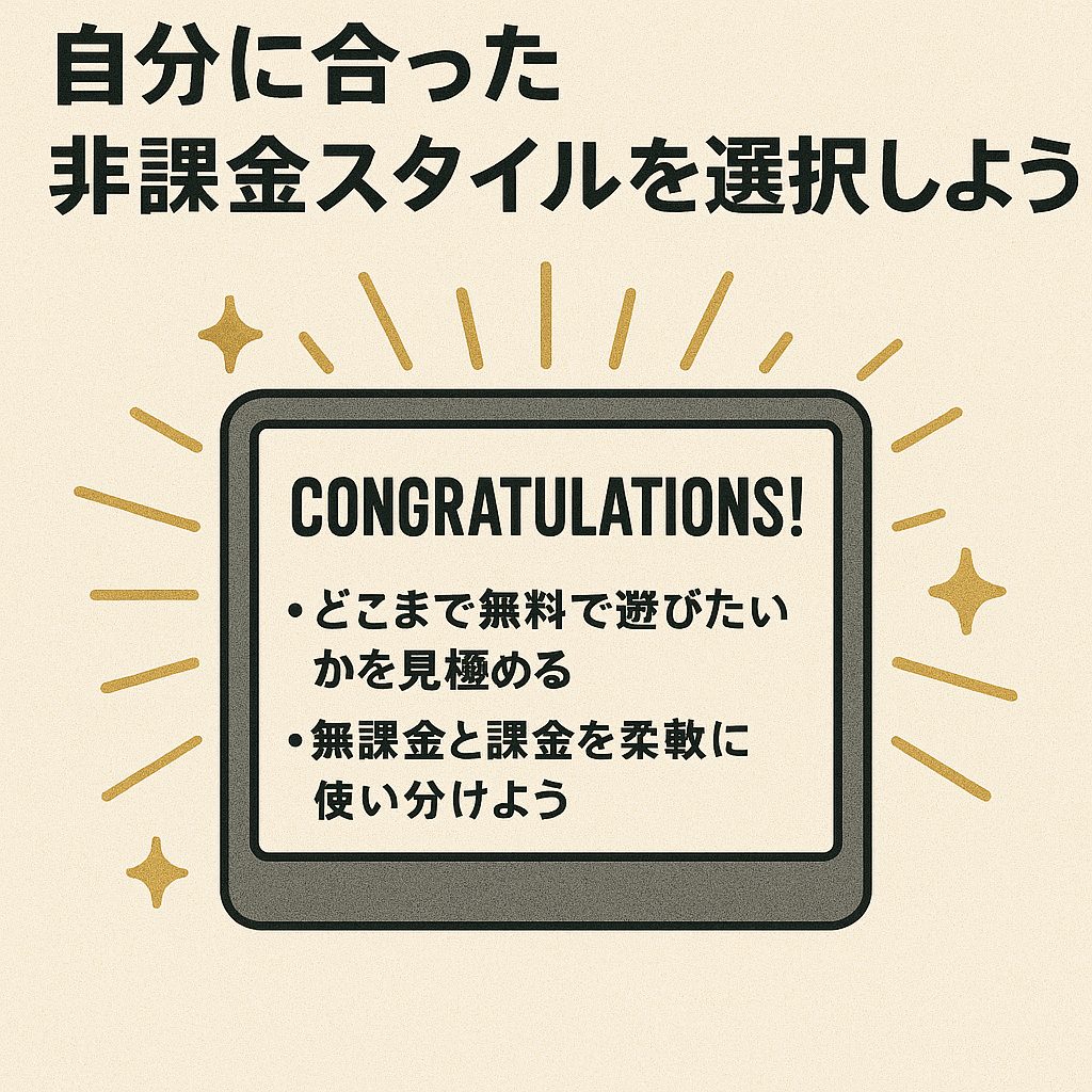 まとめ:自分に合った非課金スタイルを選択しよう