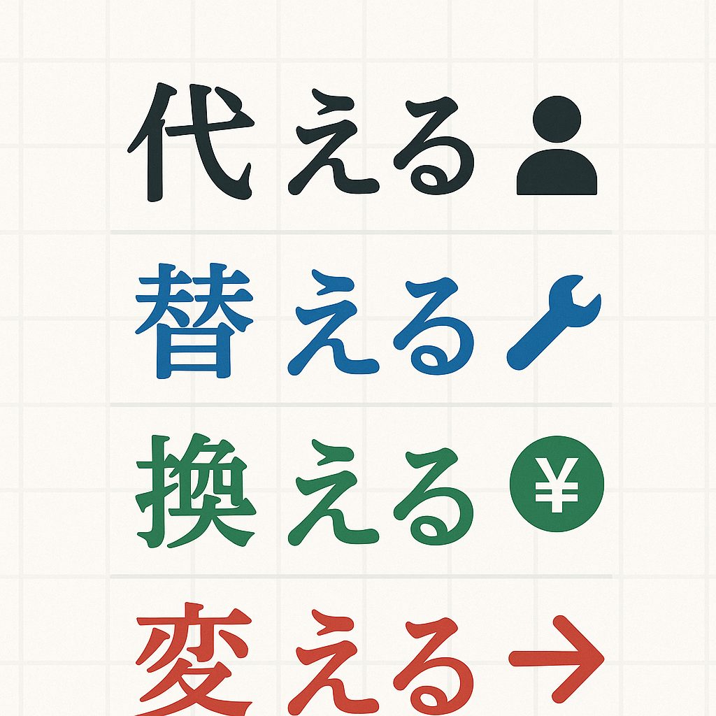 「代える」「替える」「換える」「変える」